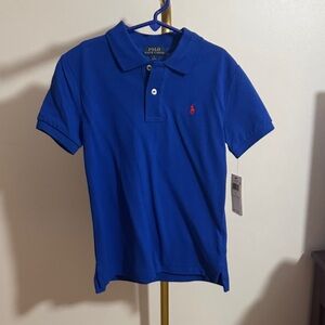 Kids Blue Polo Shirt with Red Logo
